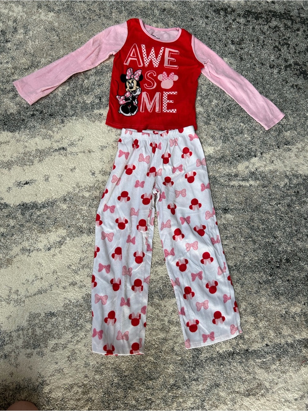 Girls Red & Pink Minnie Mouse 'Awesome' Long Sleeve Pajama Set